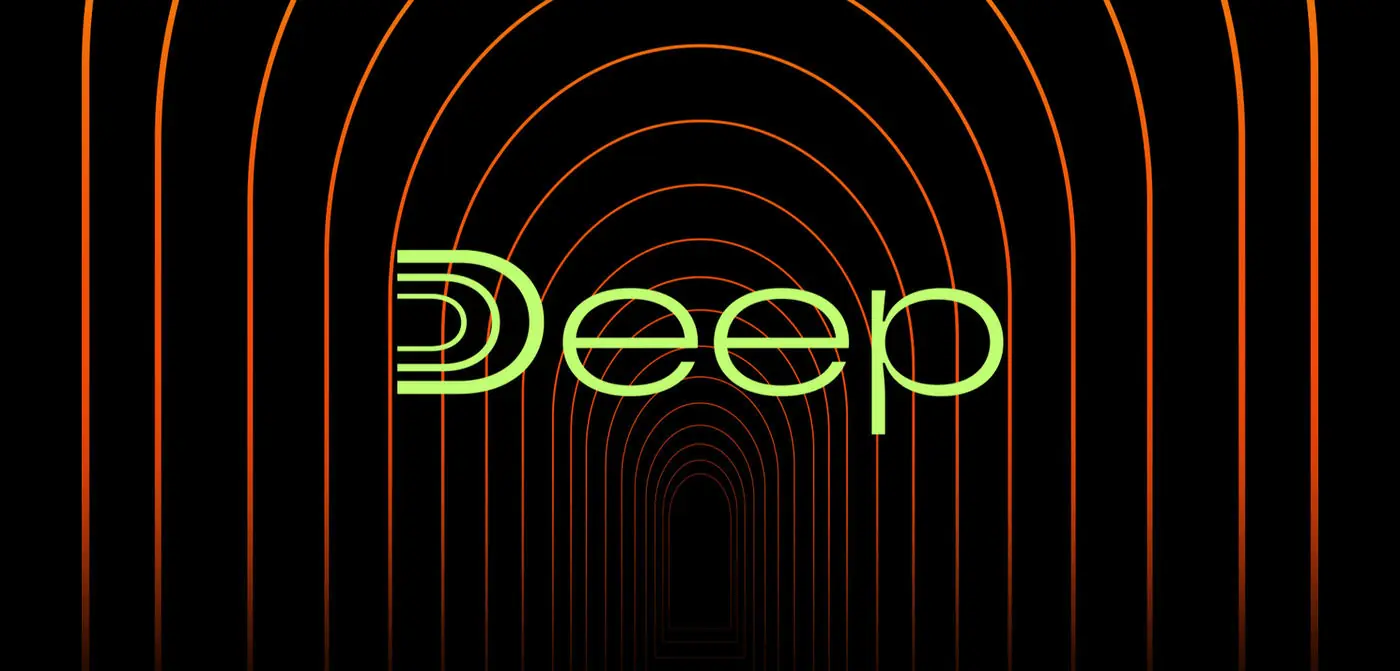 Deep wordmark inside glowing arches