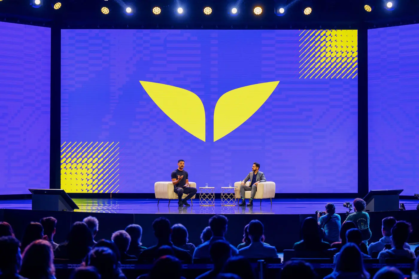 Two speakers on the Future Human stage