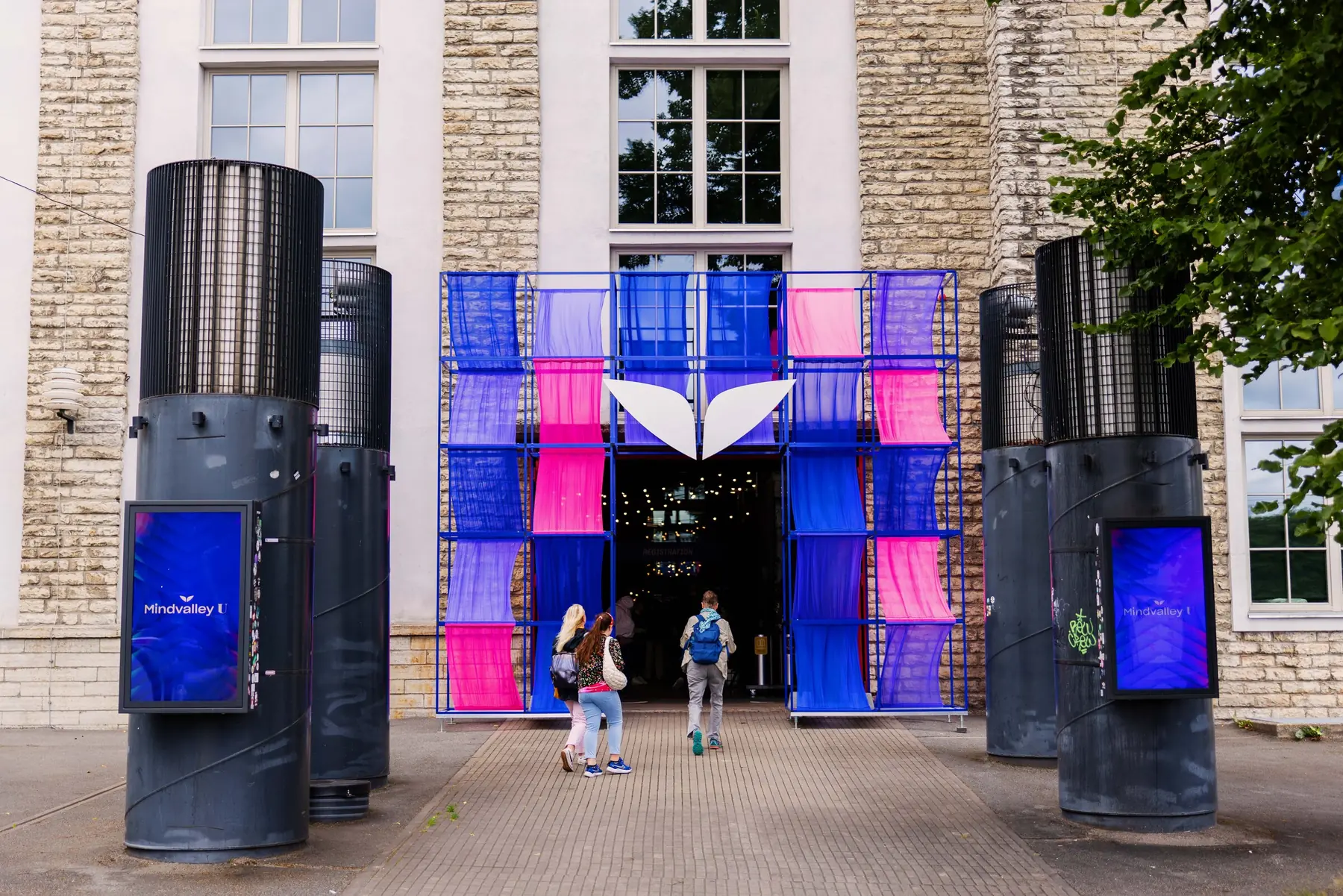 Venue entrance dressed in the Mindvalley U colours