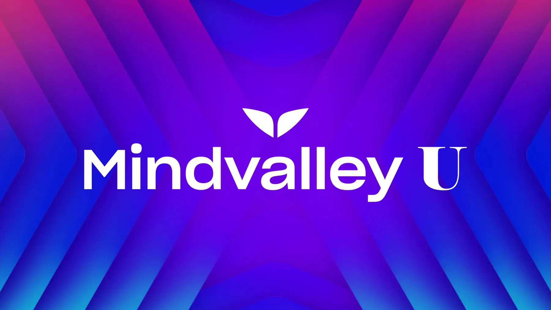 Mindvalley U logo on the purple chevron pattern