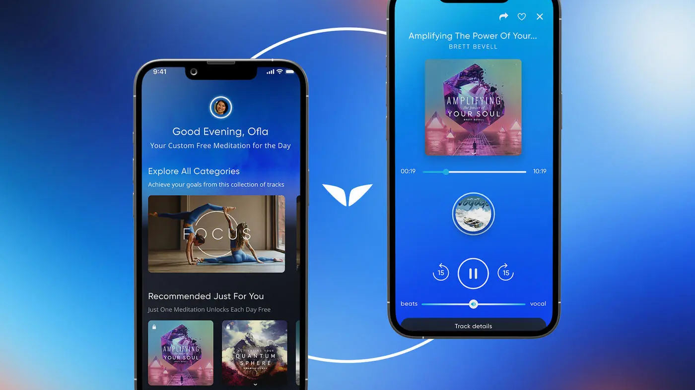 Omvana app screens inside the ring