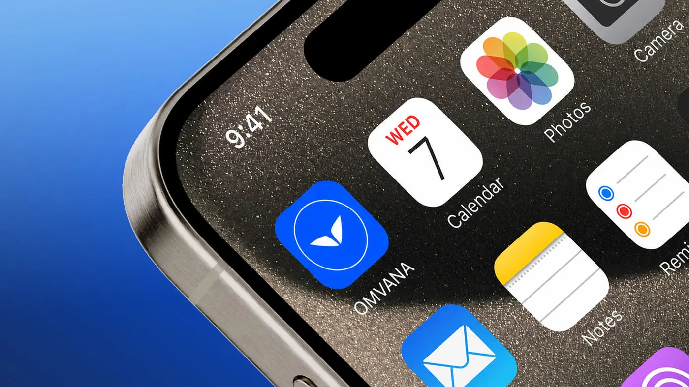Omvana app icon on an iPhone home screen
