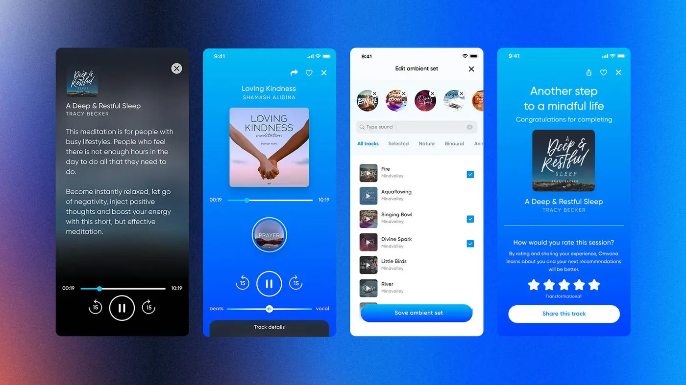 Omvana app screens