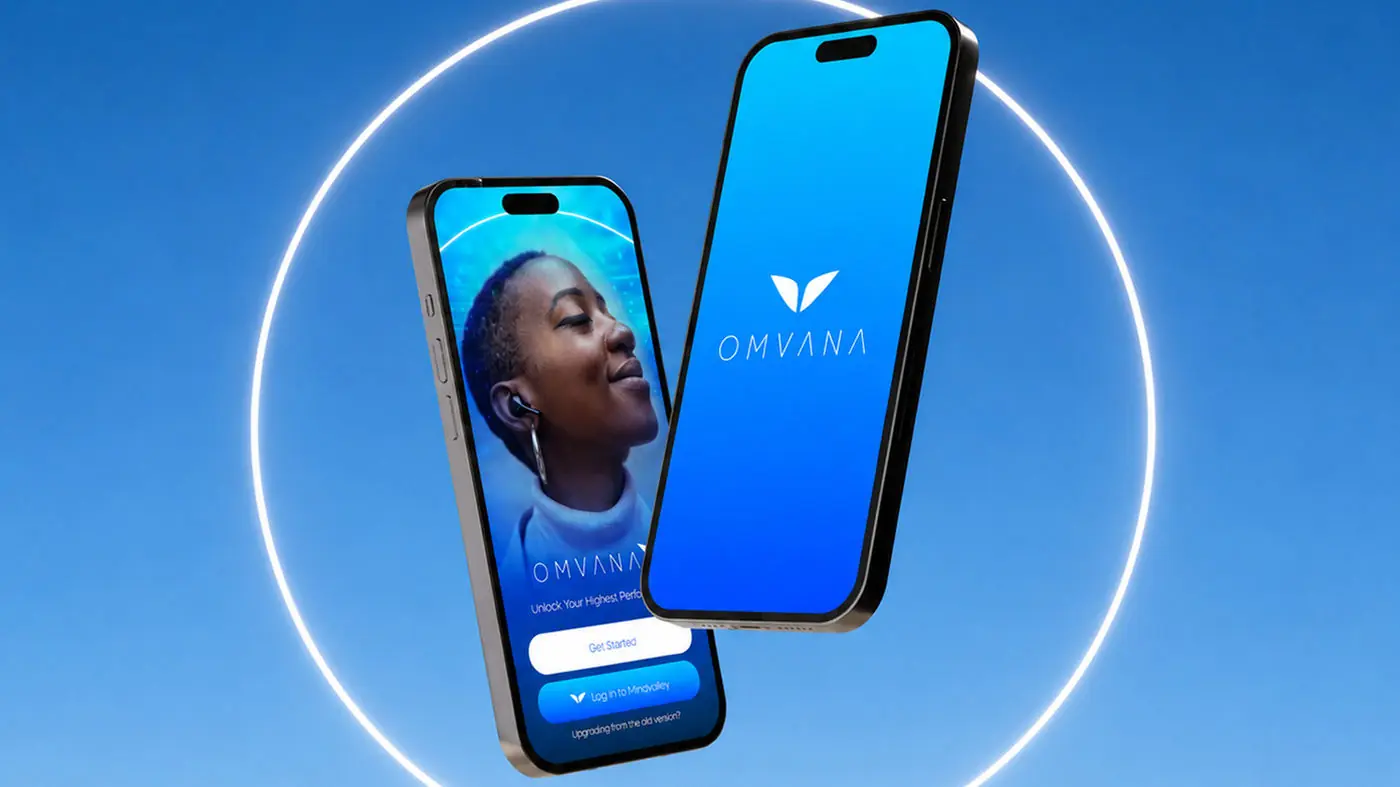 Omvana app on two phones inside the ring