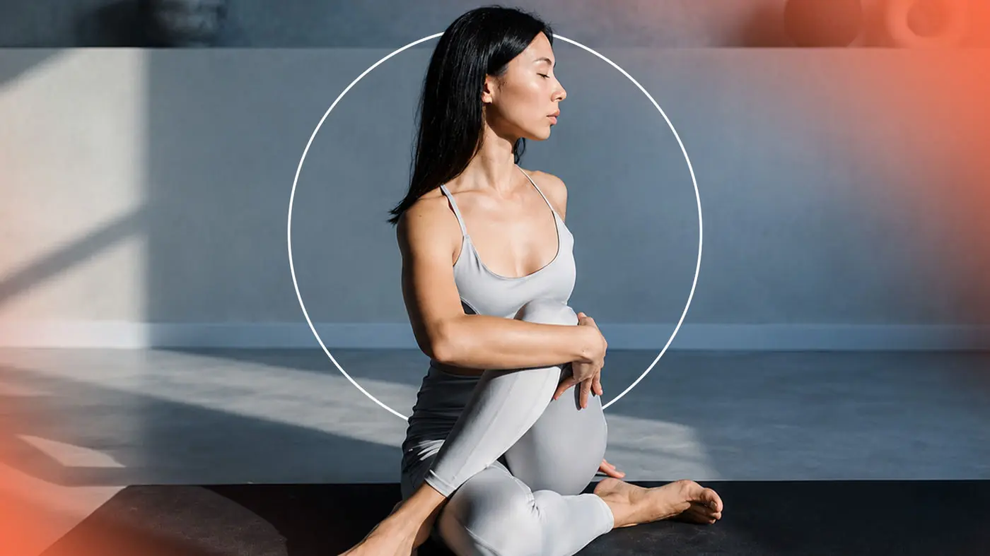 Woman meditating inside the Omvana ring