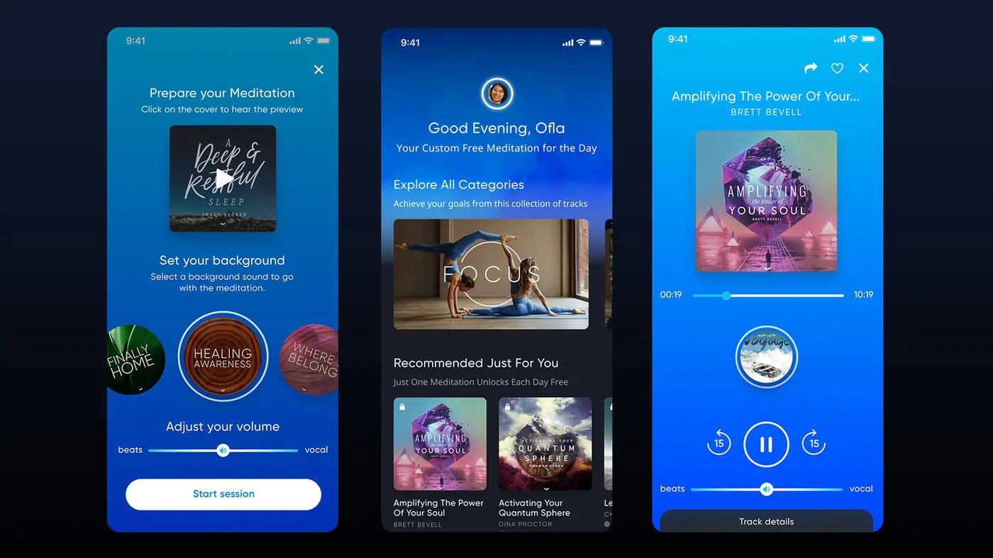 Omvana remix screens