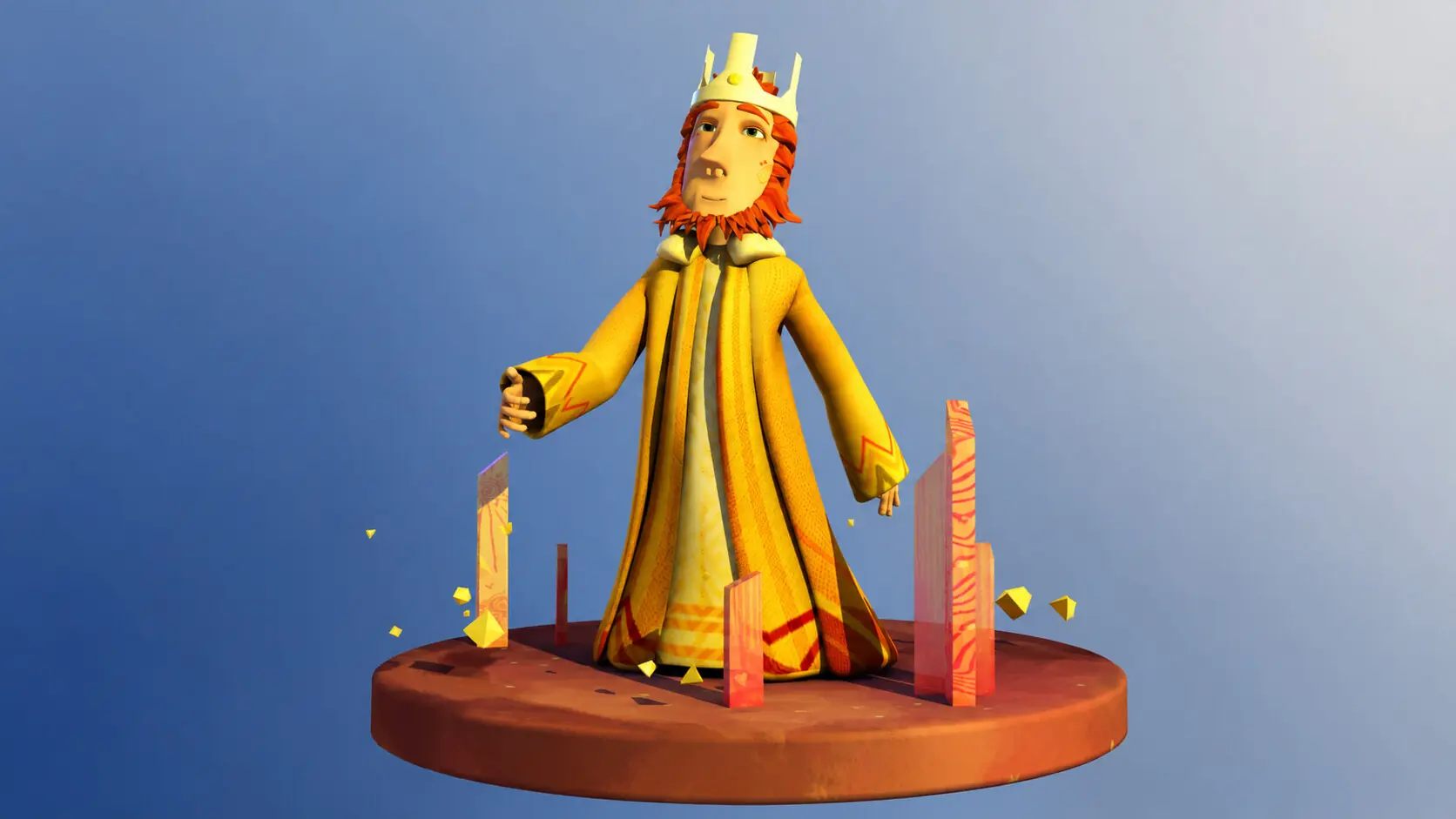 Stylised crowned king on a pedestal — 3D character