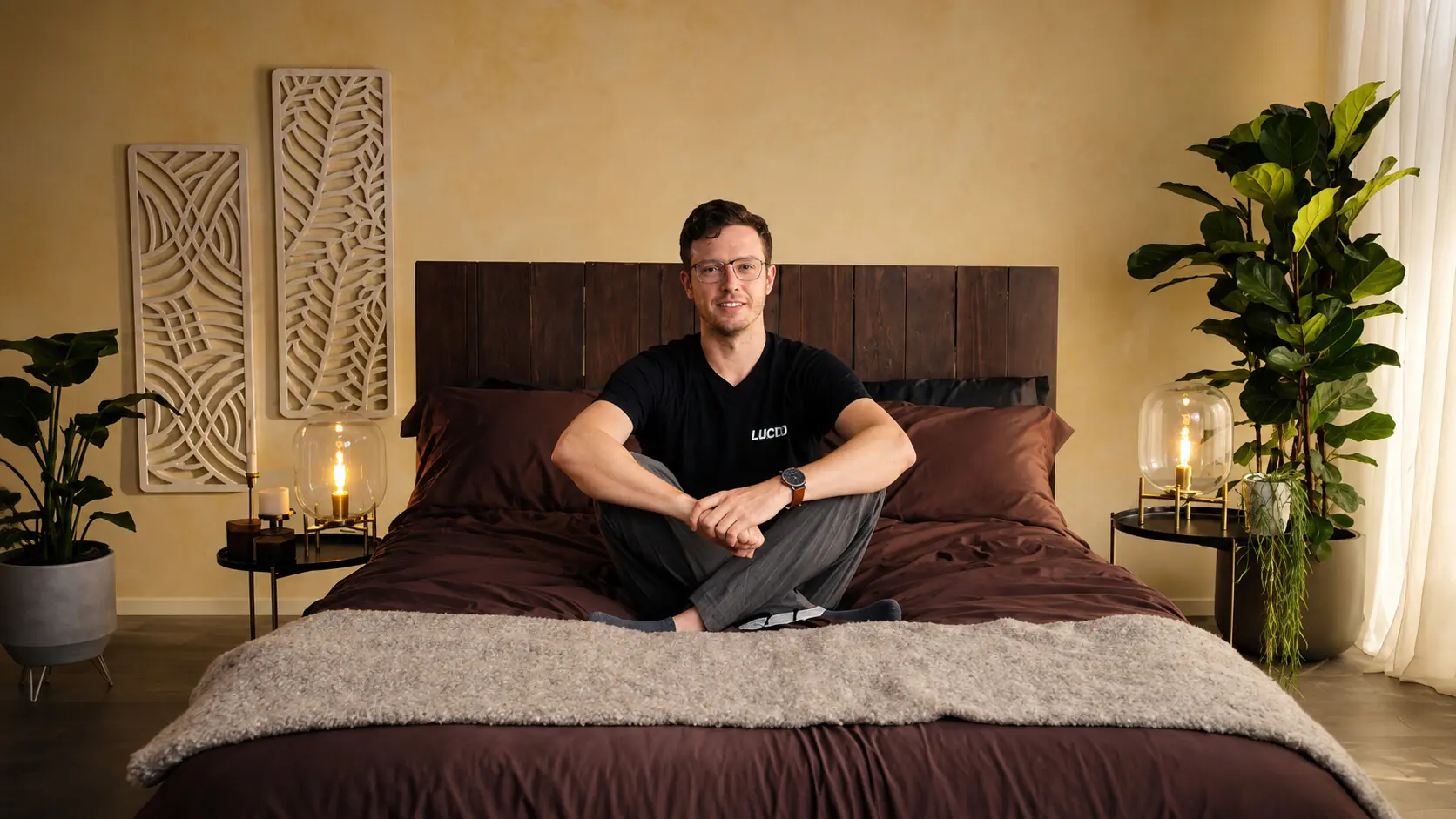 Speaker on a styled bedroom set