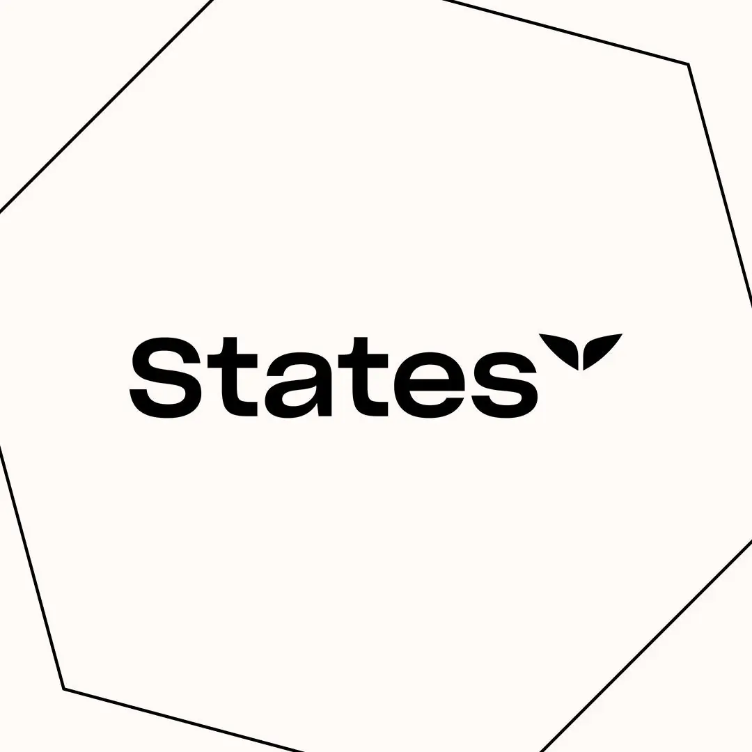 States wordmark inside a hexagon
